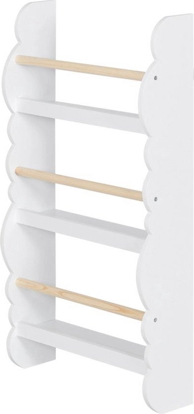 Libreria per bambini con 3 livelli - spaziosa e divertente - comoda mensola in legno - ideale per angolo dei bambini - design moderno - bianco