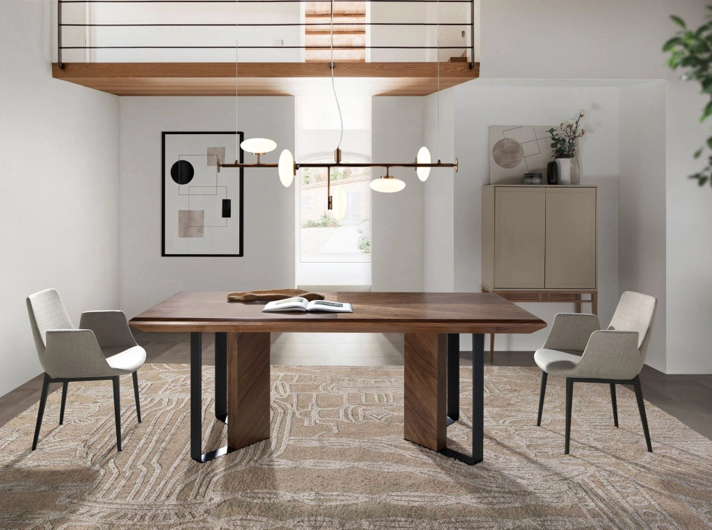 Credenza alta beige e noce