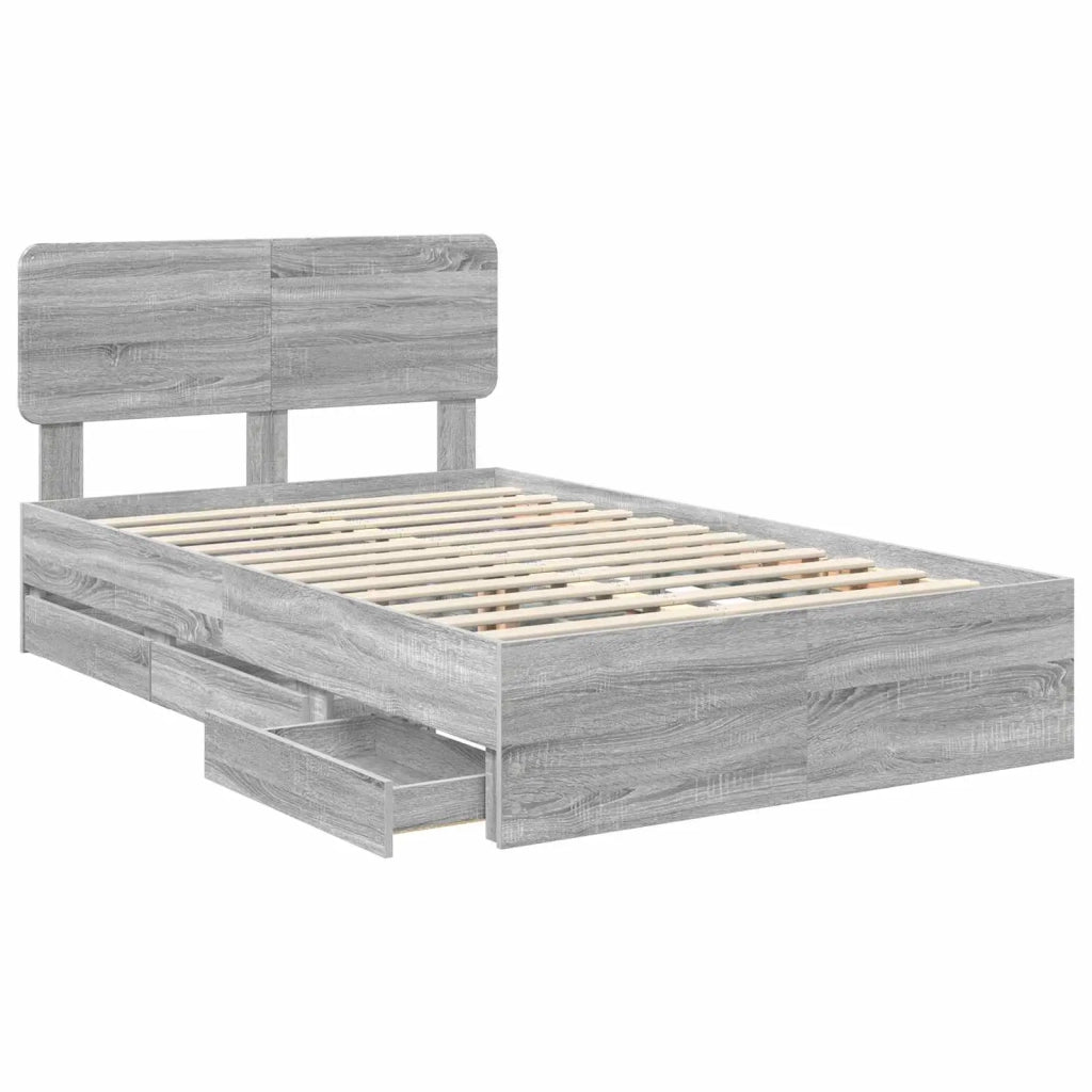 Struttura del letto con cassetto Sonoma grigia 120 x 190 cm