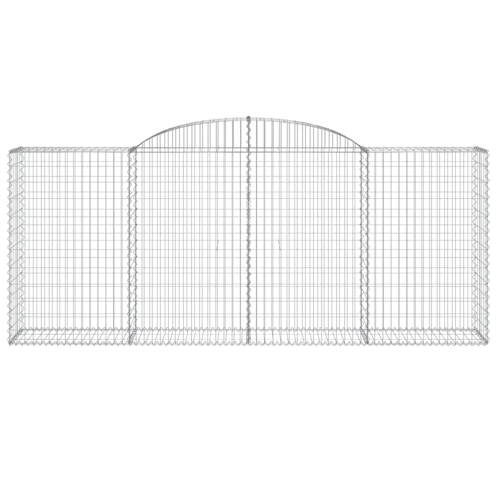Cestini gabbioni recinzione a gabbia muro di contenimento ad arco 15 pezzi 300 x 50 x 120/140 cm ferro zincato argento 02_0040435