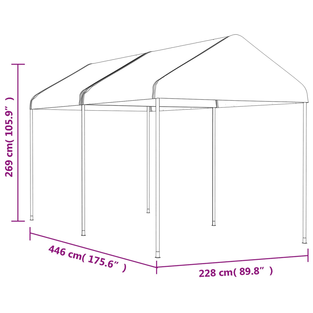 Gazebo | Pergolato con Tetto Bianco 4,46x2,28x2,69 m in Polietilene