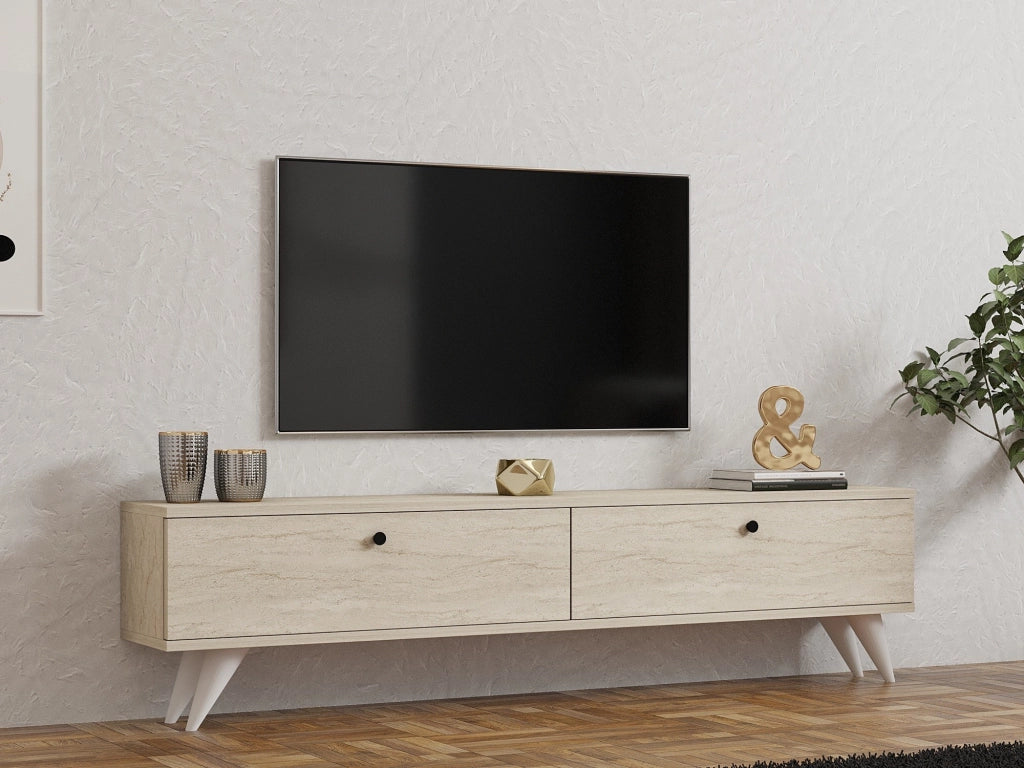 Porta TV in legno "Parlak" - 160 x 25 x 40 cm - Beige