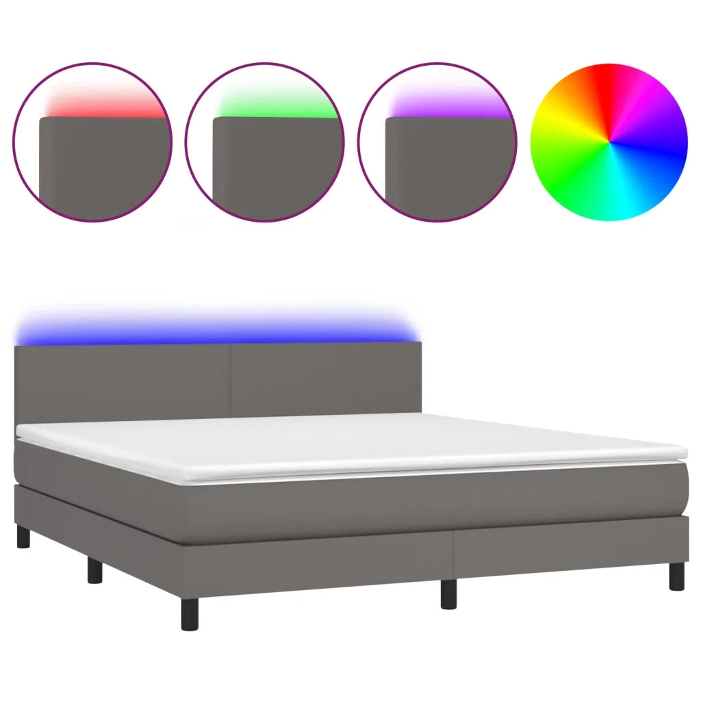 Giroletto Molle con Materasso e LED Grigio 160x200cm Similpelle 3134115