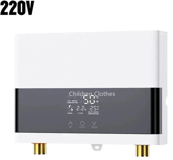 Riscaldatore elettrico per acqua calda - Boiler - Montaggio a parete - Bagno e Cucina - Acqua calda istantanea - 220V - 6000W - Con display LCD di temperatura e telecomando - Compatto - Sicuro - Efficace in termini di energia - Bianco