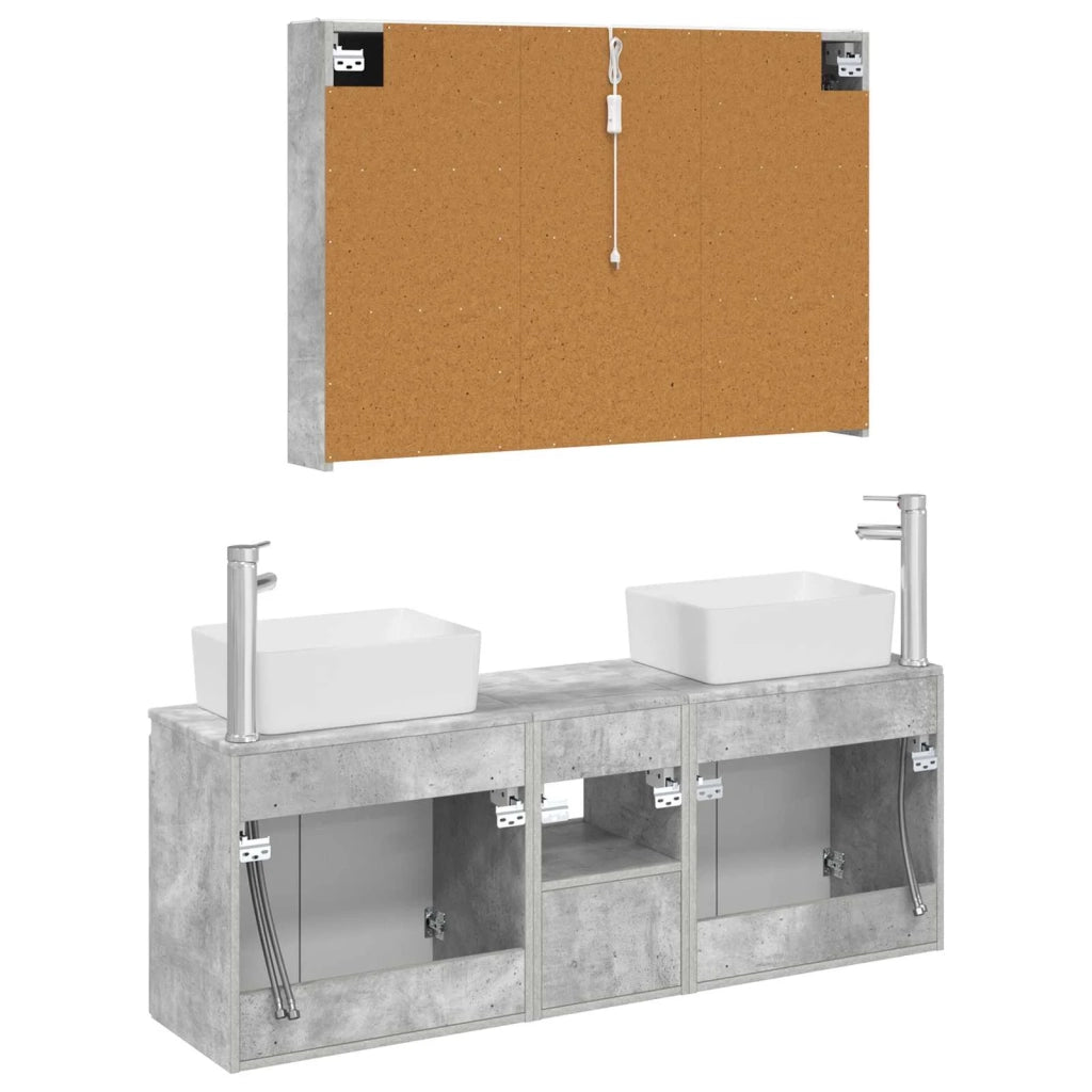 Set di Armadi da Bagno 4 pcs Grigio Cemento 3406426