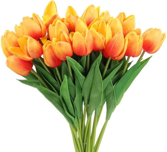 Tulipani di carta realistici - arancione - set da 24 - materiale duraturo