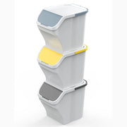 Kit 3 Pezzi Tris Pattumiera Raccolta Differenziata 3x25 Litri con maniglia Corpo BIANCO