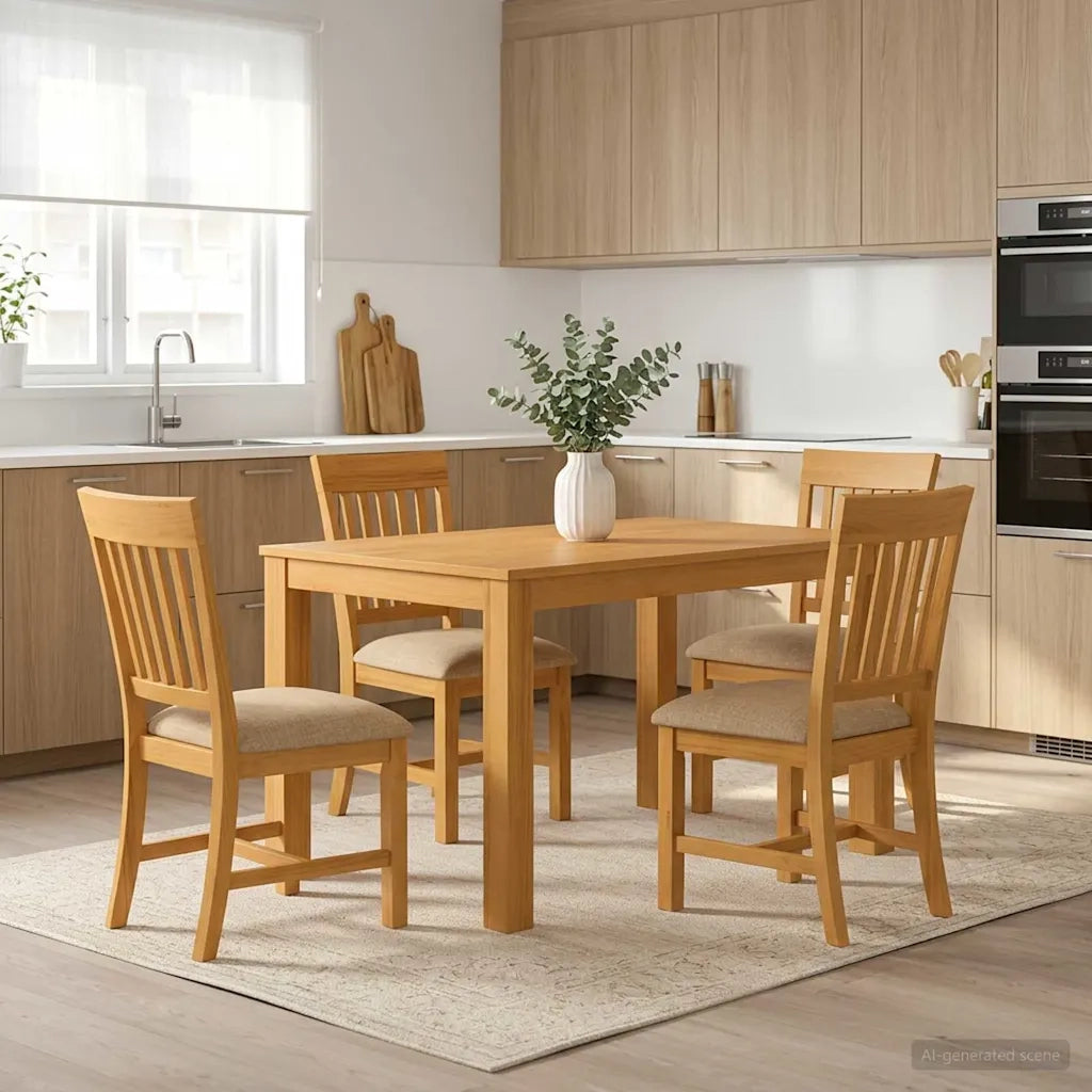 Set da pranzo 5 pz Beige Legno di Quercia Massello 3430351
