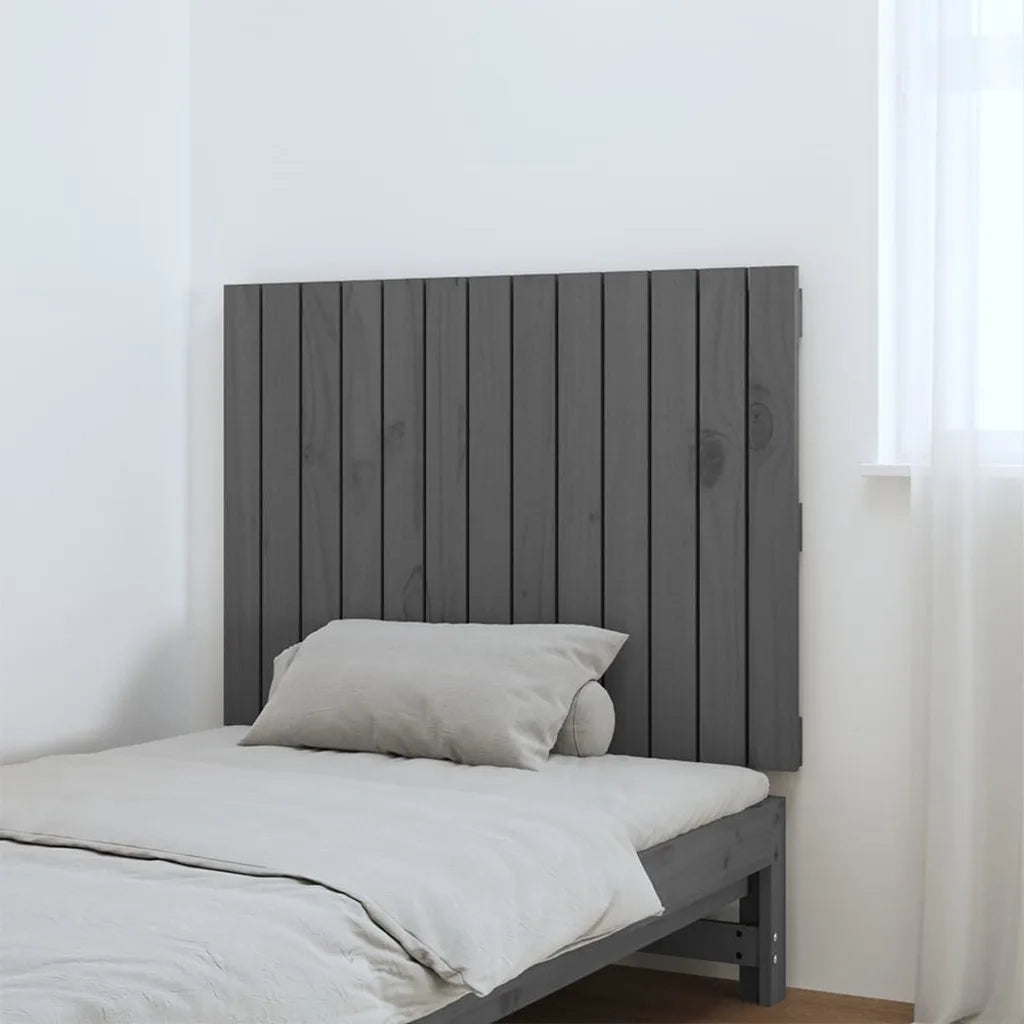 Testiera | Testata da Parete Grigia 82,5x3x60cm in Legno Massello di Pino