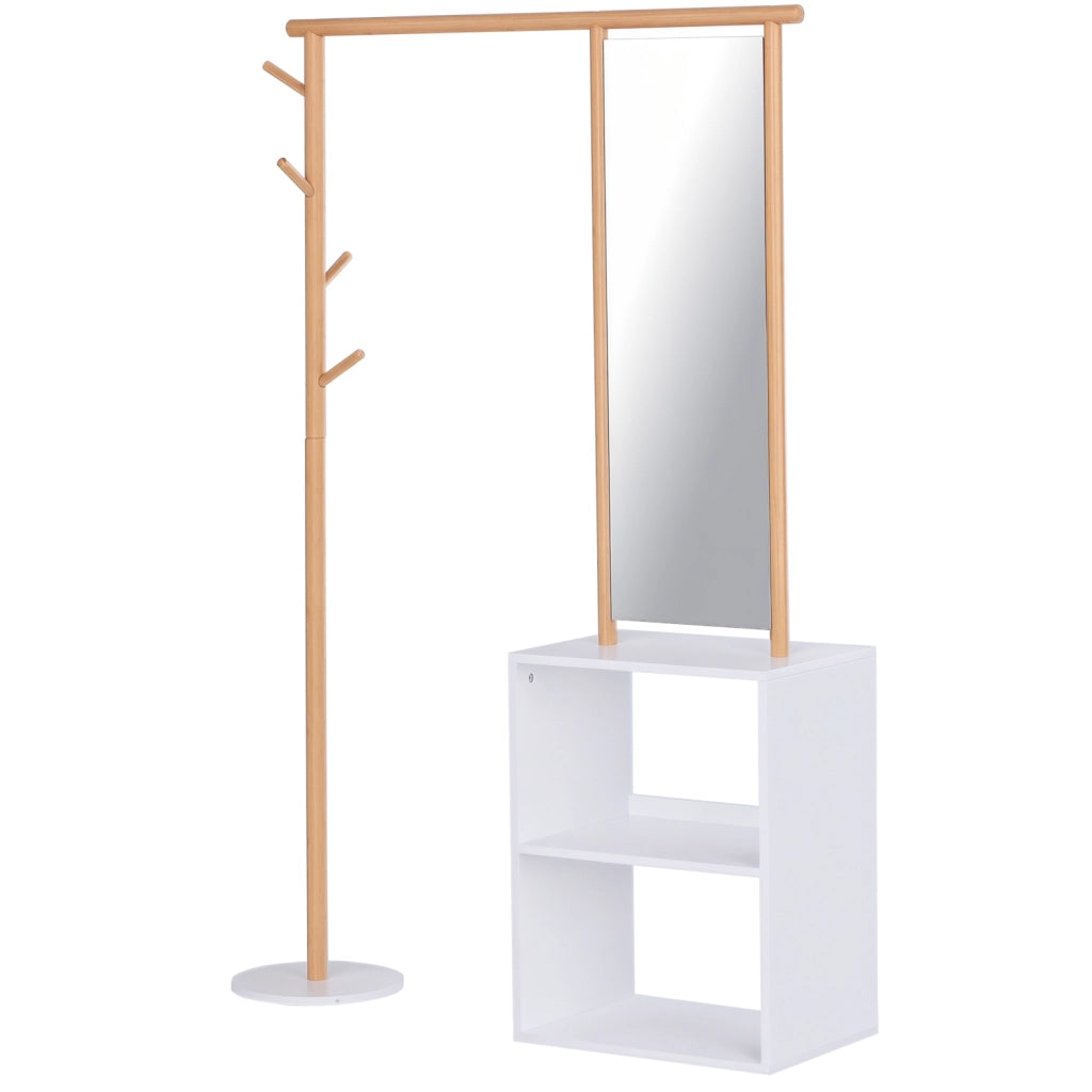 Appendiabiti con specchio e 4 ganci ¨C zephmum ¨C bianco MDF 100x34x164 cm