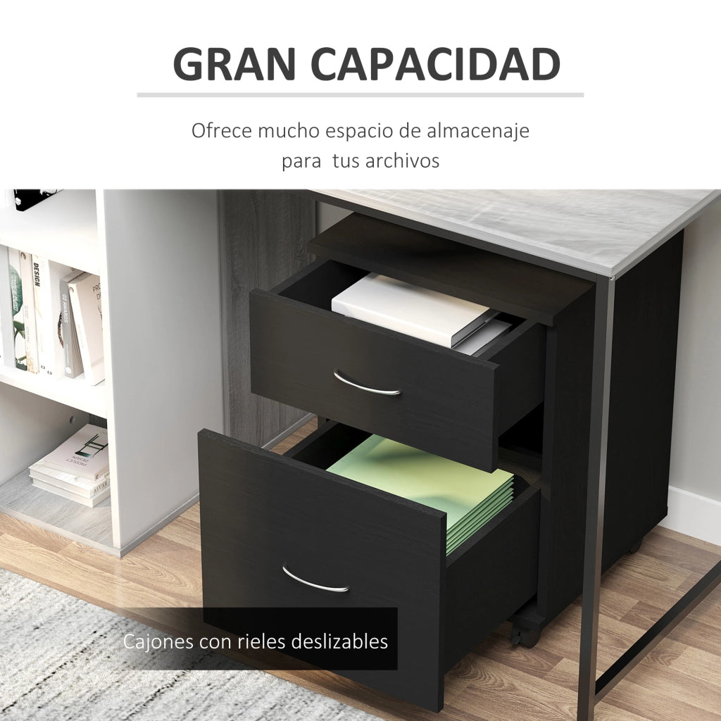 Cassettiera con Ruote ¨C Zephmum ¨C Legno, 2 Cassetti, 41x39x58 cm, Nero