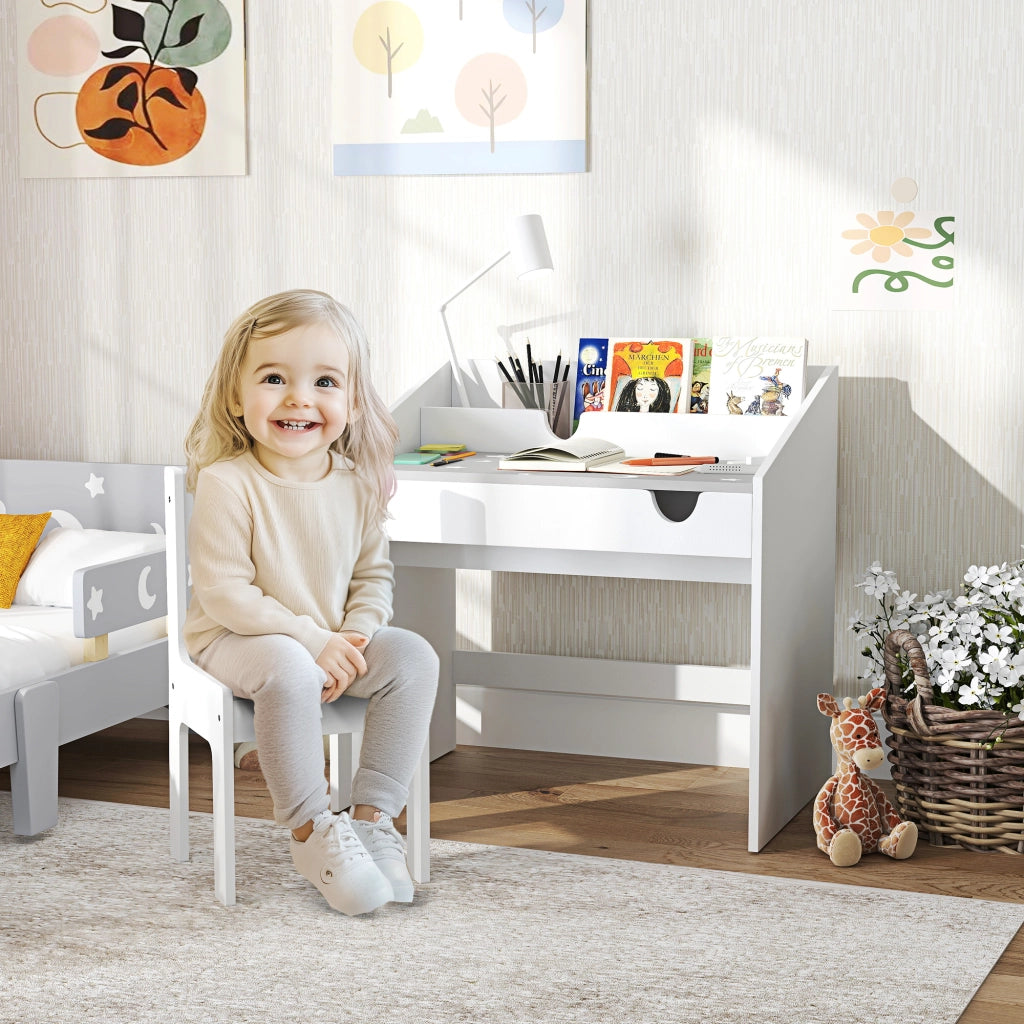 Set Sedia e Tavolino per Bambini ¨C zephmum ¨C Legno Grigio
