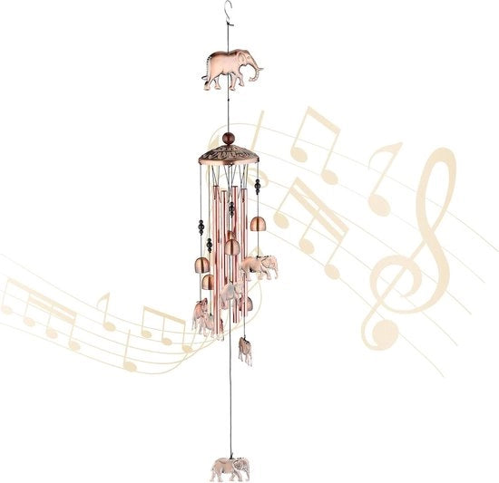 Giocattolo a vento metallico 90 cm lungo - Esterno & interno - Organo a vento giardino in rame con gong di elefante campane a vento