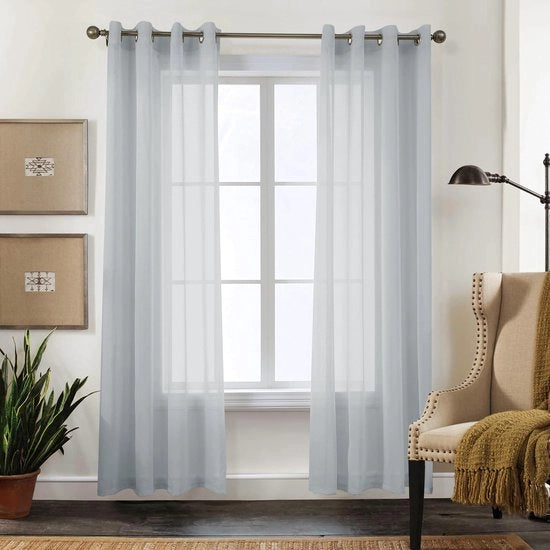 Set di tende trasparente a 2 pezzi - 100% Poliestere - Design con occhi - H225 cm x L140 cm - Ambientalmente compatibile - Decorazione per finestre