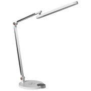 Lampada da scrivania moderna per ufficio domestico 3 modalità di temperatura Dimmer continuo Caricatore wireless Paralume regolabile Materiale sintetico Bianco