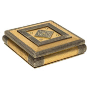 Portagioie in metallo dorato sbalzato 20x20x6h
