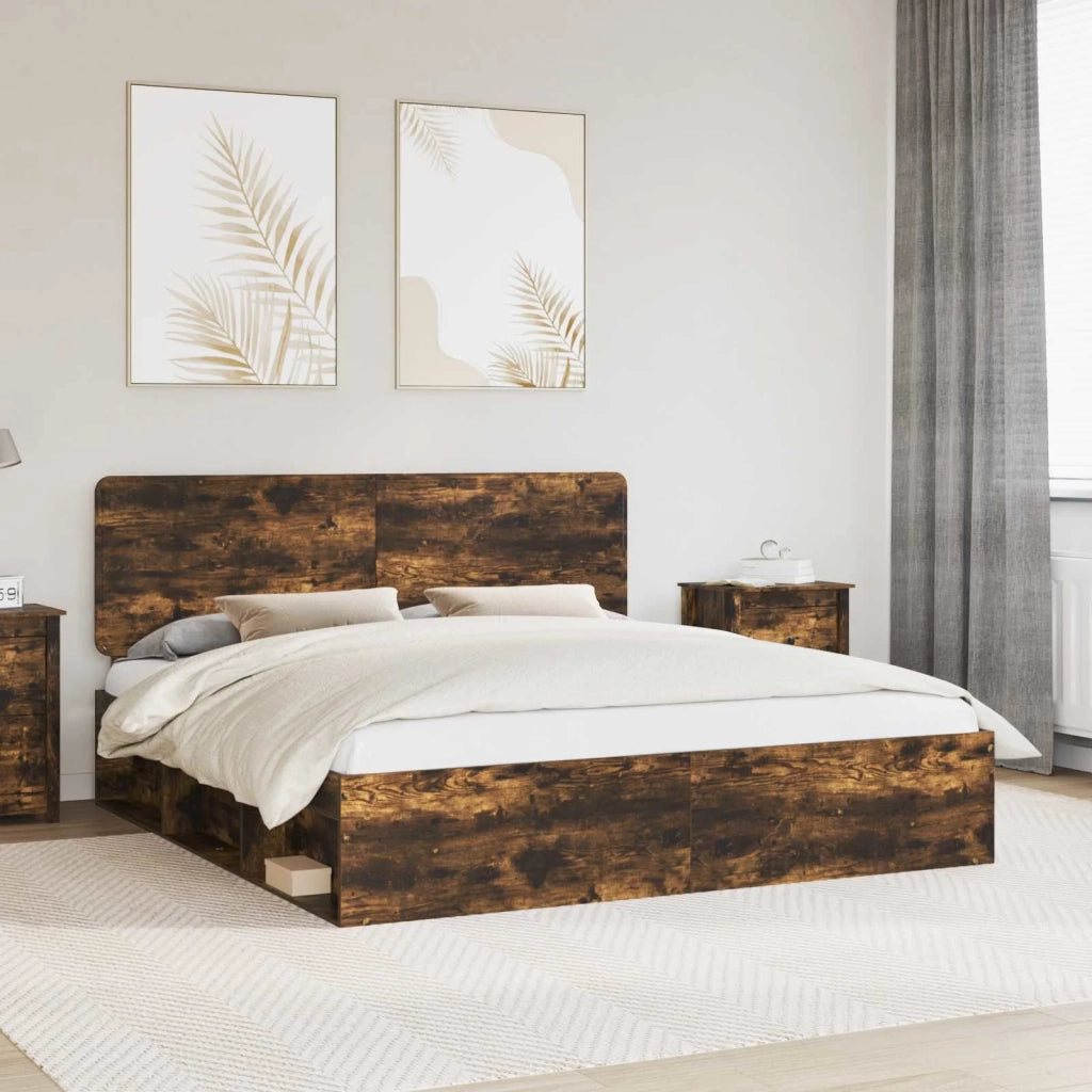Struttura del letto Rovere fumé 180 x 200 cm Pino massello 3412456