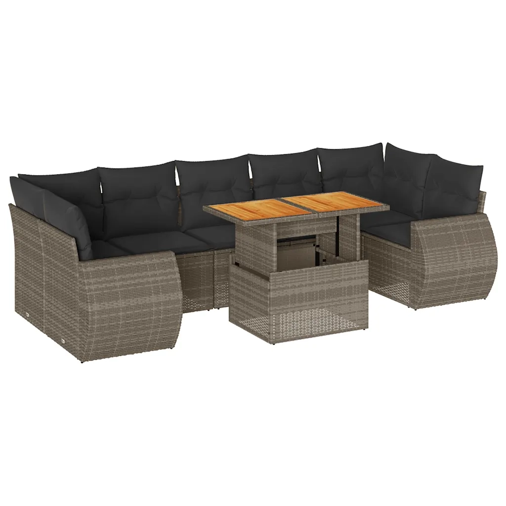 Set Divano da Giardino 8 pz con Cuscini Grigio in Polyrattan 3327238