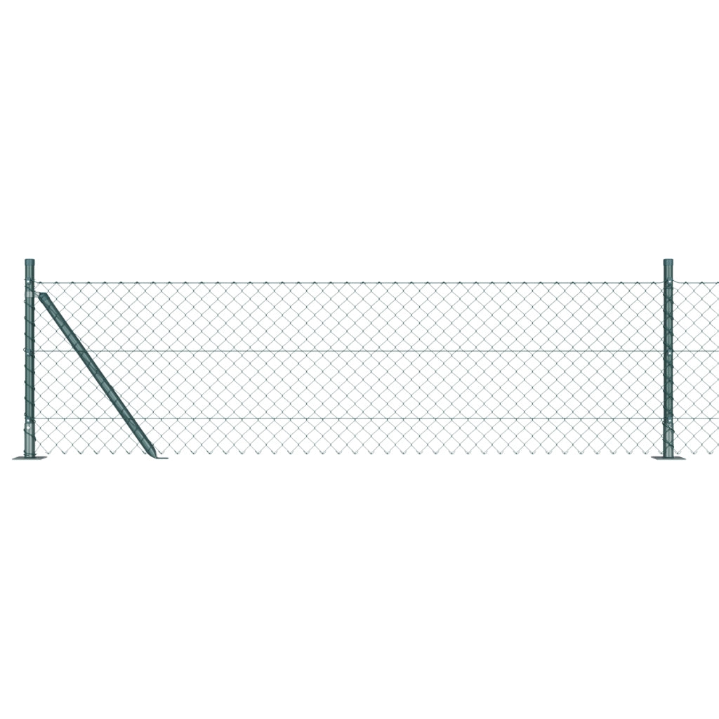 Recinzione a maglie metalliche con 7 pali flangiati 0,6x10 m in acciaio zincato