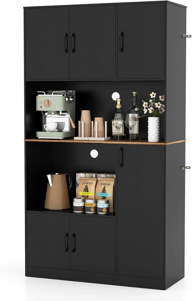Armadio da cucina con stazione di ricarica, armadietto a buffet alto con scomparto per microonde, multiuso, 100 x 40 cm
