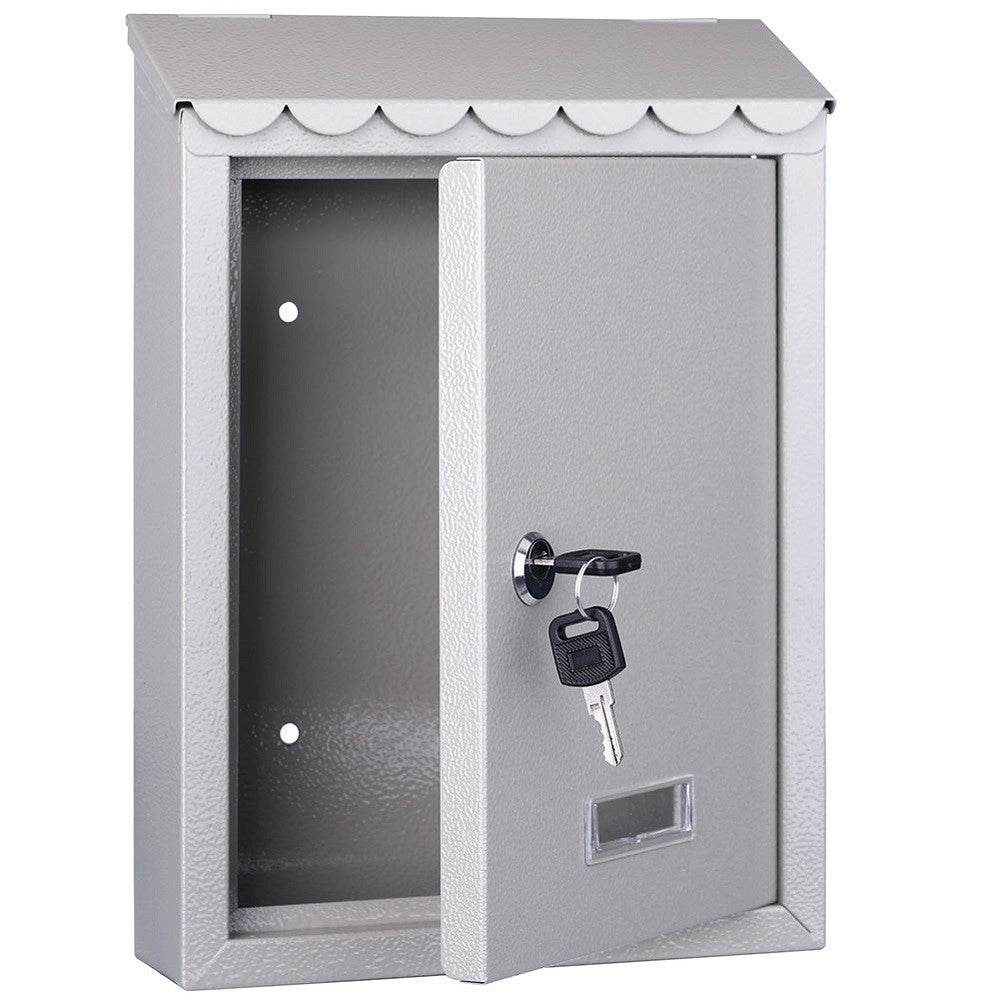 Trade Shop - Cassetta Postale Parete In Acciaio Buca Lettere Posta Esterno Con Chiave Grigio -