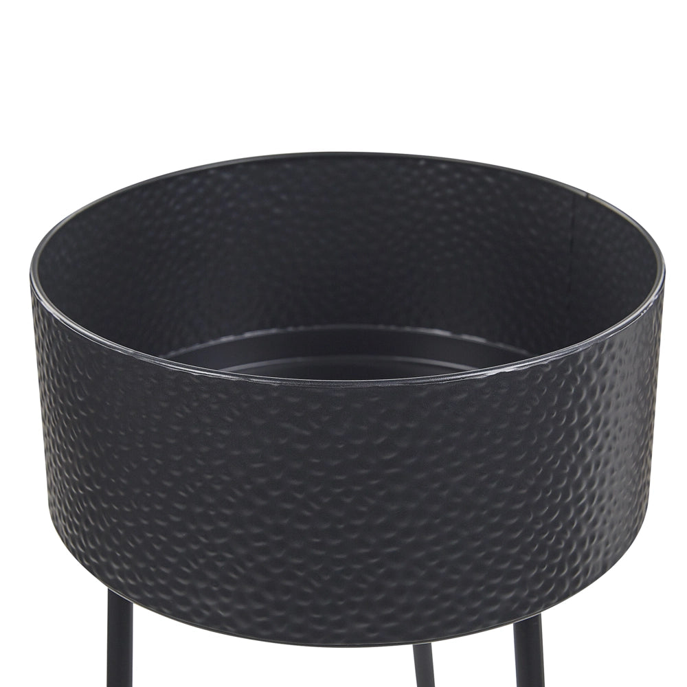 Vaso per Fiori Moderno con Piedistallo 29 x 26 x 50 cm in Metallo di colore Nero interno esterno