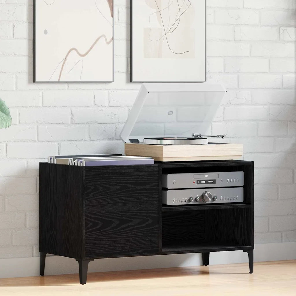 Mobile porta vinili Rovere Nero 84,5 x 38 x 48 cm 862867