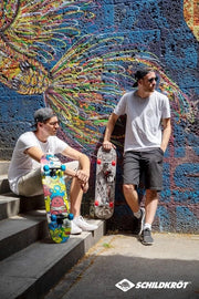 Skateboard per principianti completo 31 con funzioni divertenti disegni di copertura selezionabili - tavola concava con doppio kick 9 strati di abete piani di rotazione ABEC5.