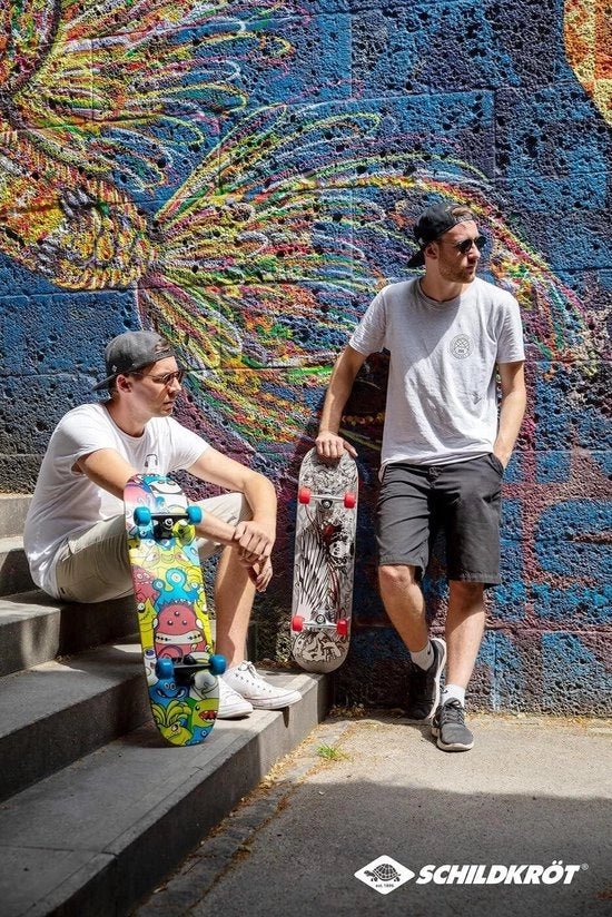 Skateboard per principianti completo 31 con funzioni divertenti disegni di copertura selezionabili - tavola concava con doppio kick 9 strati di abete piani di rotazione ABEC5.