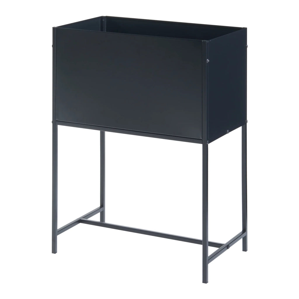 Supporto per piante con vassoio integrato 70 x 50 x 30 cm metallo nero 03_0010711