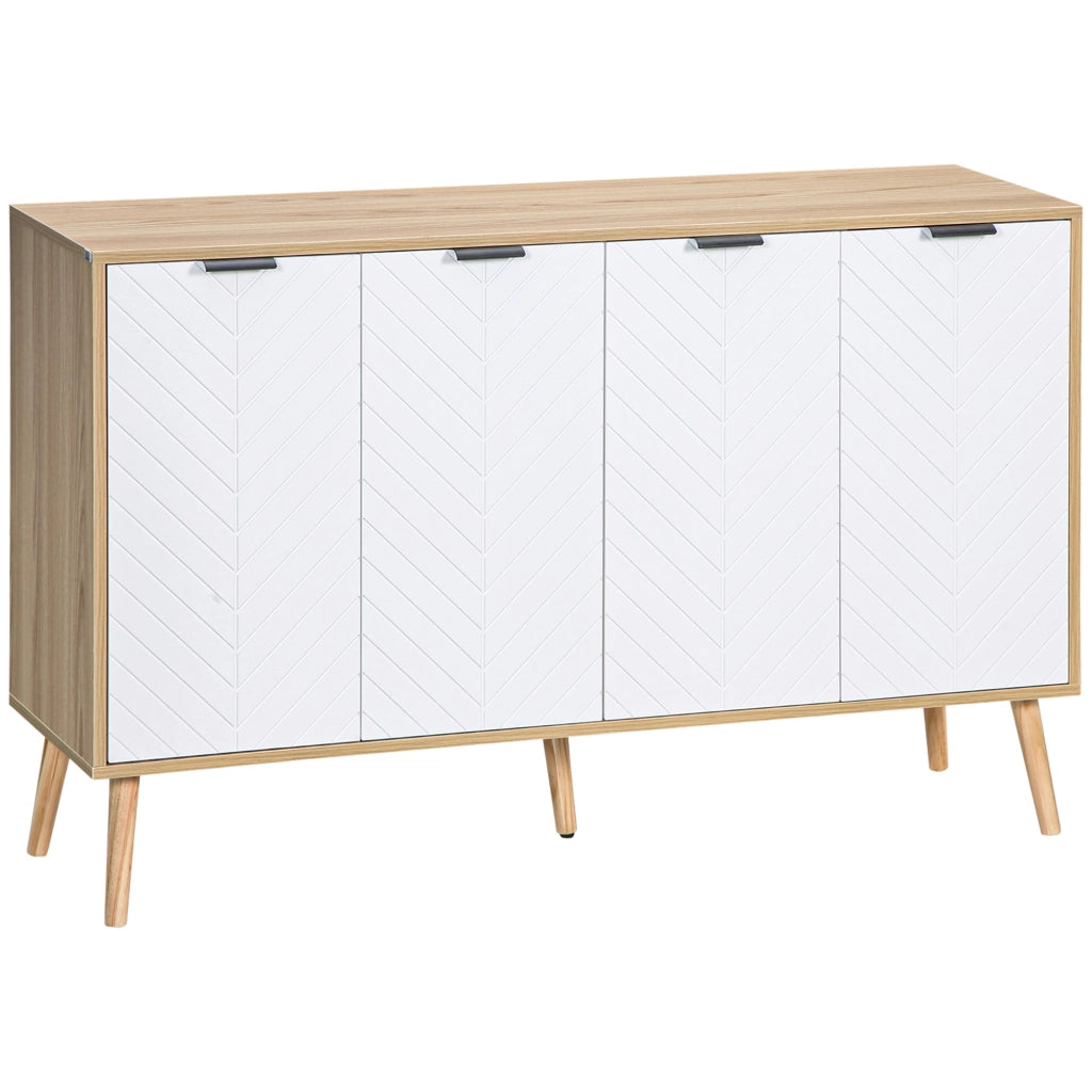 Mobile Contenitore 120x35x77.4 cm con 2 Armadietti a Ripiani Regolabili in Legno di Pino e Bianco