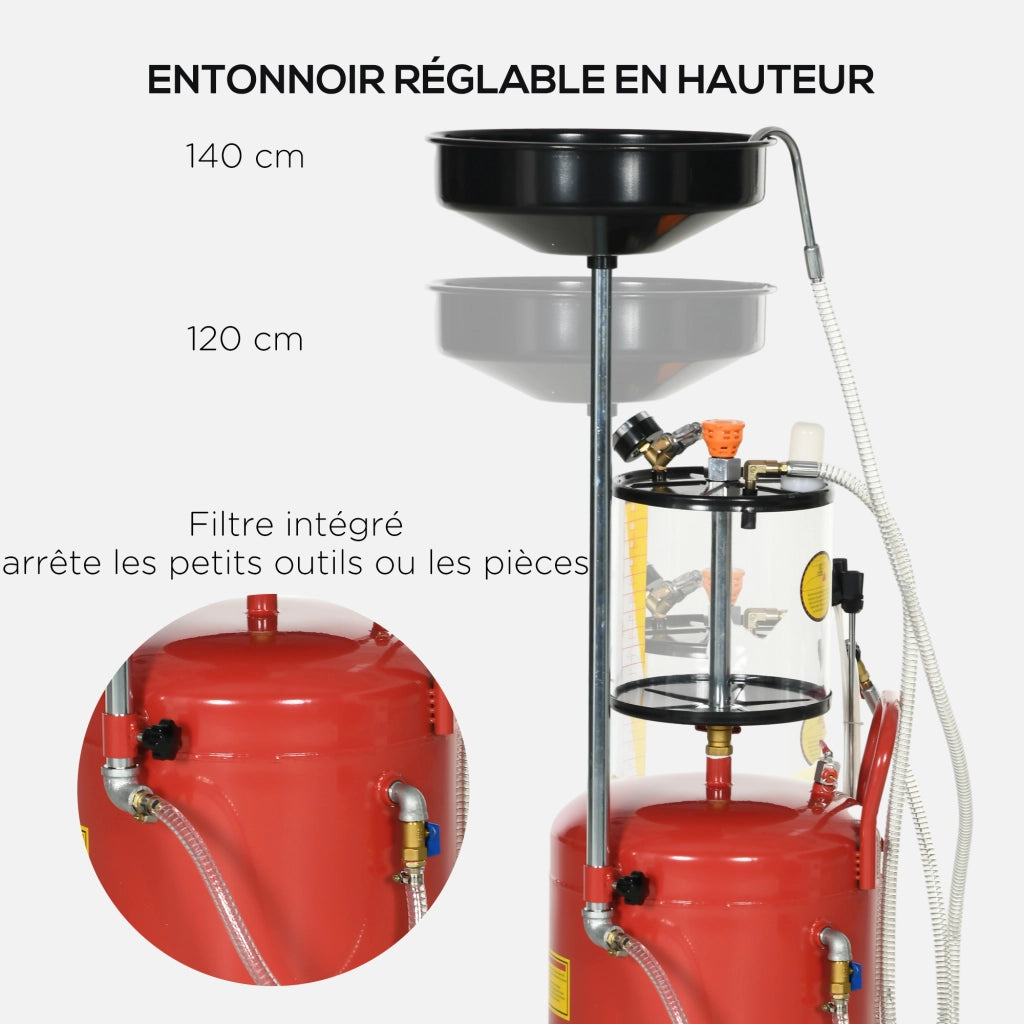 Recuperatore Olio Portatile 2 in 1 ¨C zephmum ¨C Regolabile in Altezza, Capacita' 80L