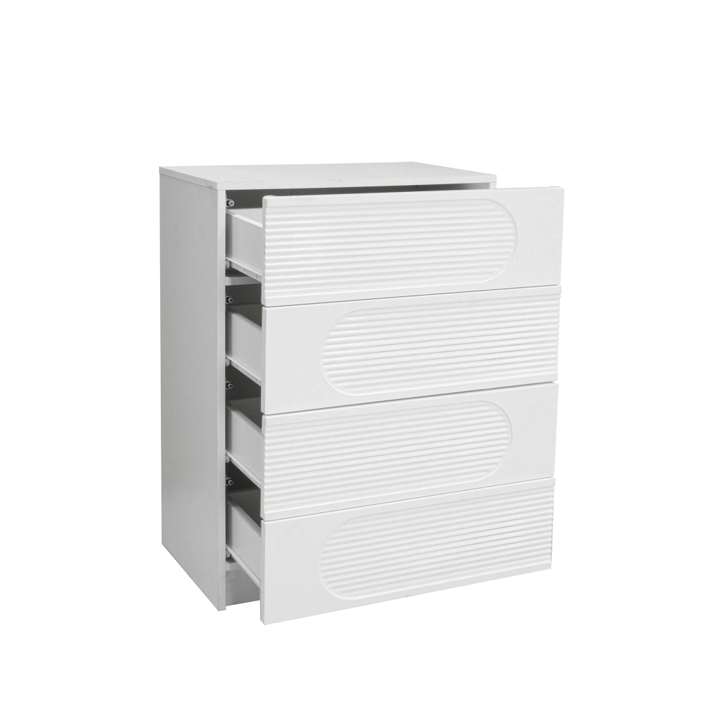 OKWISH Comò Contenitore con 4 Cassetti a Estrazione Totale Frontali Lucidi per Camera Ufficio Soggiorno 60 x 38.5 x 85 cm