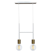 Sospensione 2xE27 Montatura Verniciata Bianco Oro Satinato E-Energy Elvira