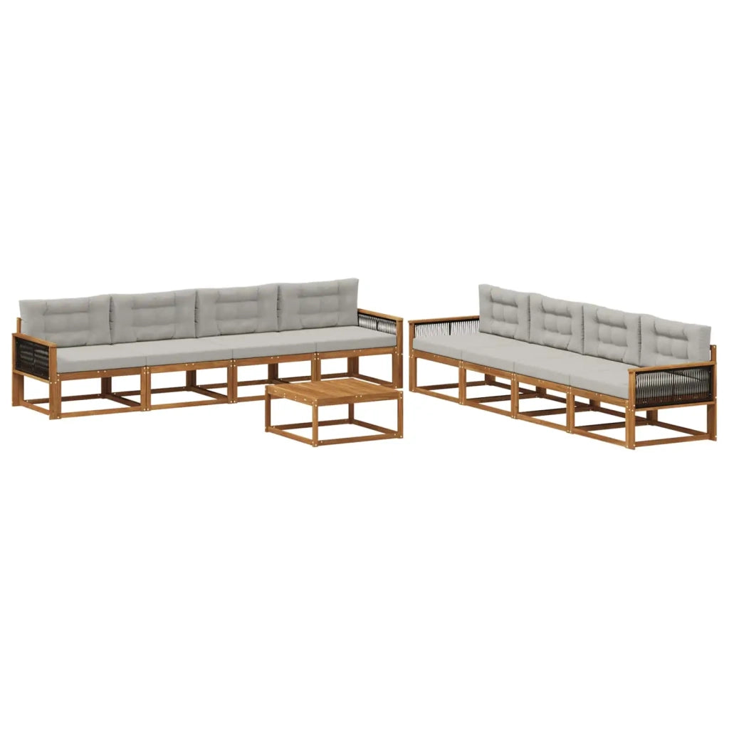 Set di divani da esterno 9 pcs Naturale e Grigio chiaro 3382444