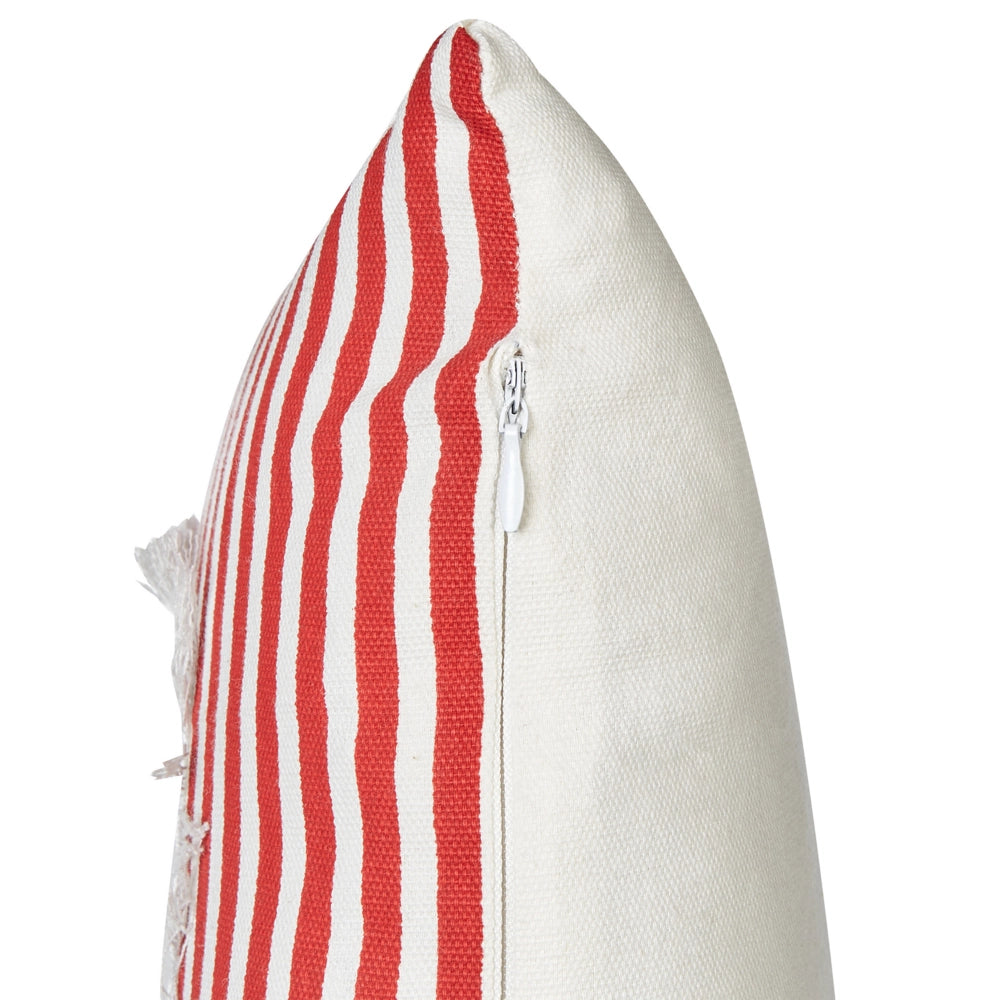 Set di 2 cuscini decorativi in cotone con motivo a righe bianche e rosse 30 x 50 cm soggiorno camera da letto