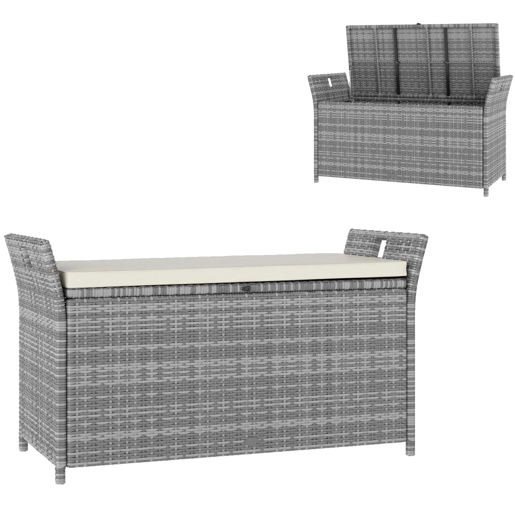Banca con cuscino e contenitore da esterno in resina ¨C zephmum ¨C bianco 250L