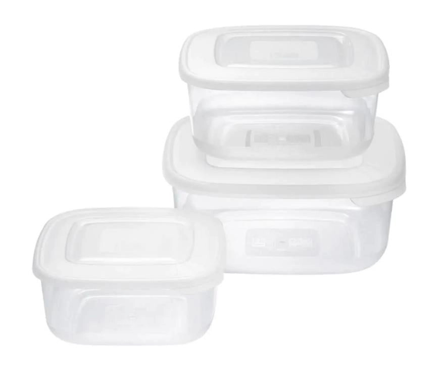 Set 3 Pezzi Contenitori Frigobox Quadrati Trasparenti Tontarelli