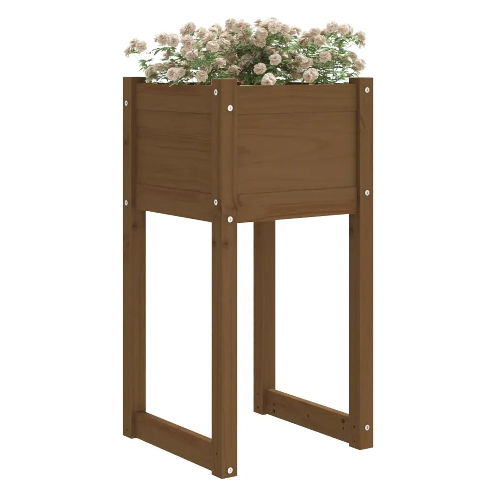 Fioriere 2 pz Marrone Ambra 40x40x81 cm Legno Massello di Pino 822129