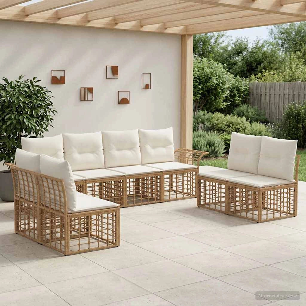 Set di divani da esterno 8 pz Naturale e Bianco Crema 3437672