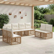 Set di divani da esterno 8 pz Naturale e Bianco Crema 3437672