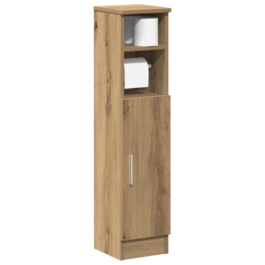 Mobile da Bagno | Armadio da bagno con Portarotolo Rovere Artigianale 20,5x22x90cm