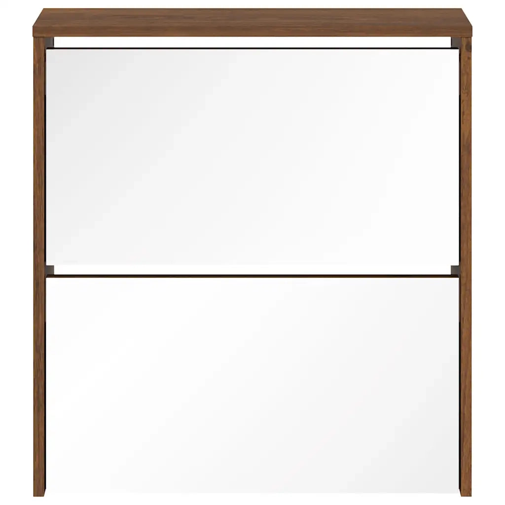 Scarpiera con Specchio a 2 Livelli Rovere marrone 63x17x67 cm