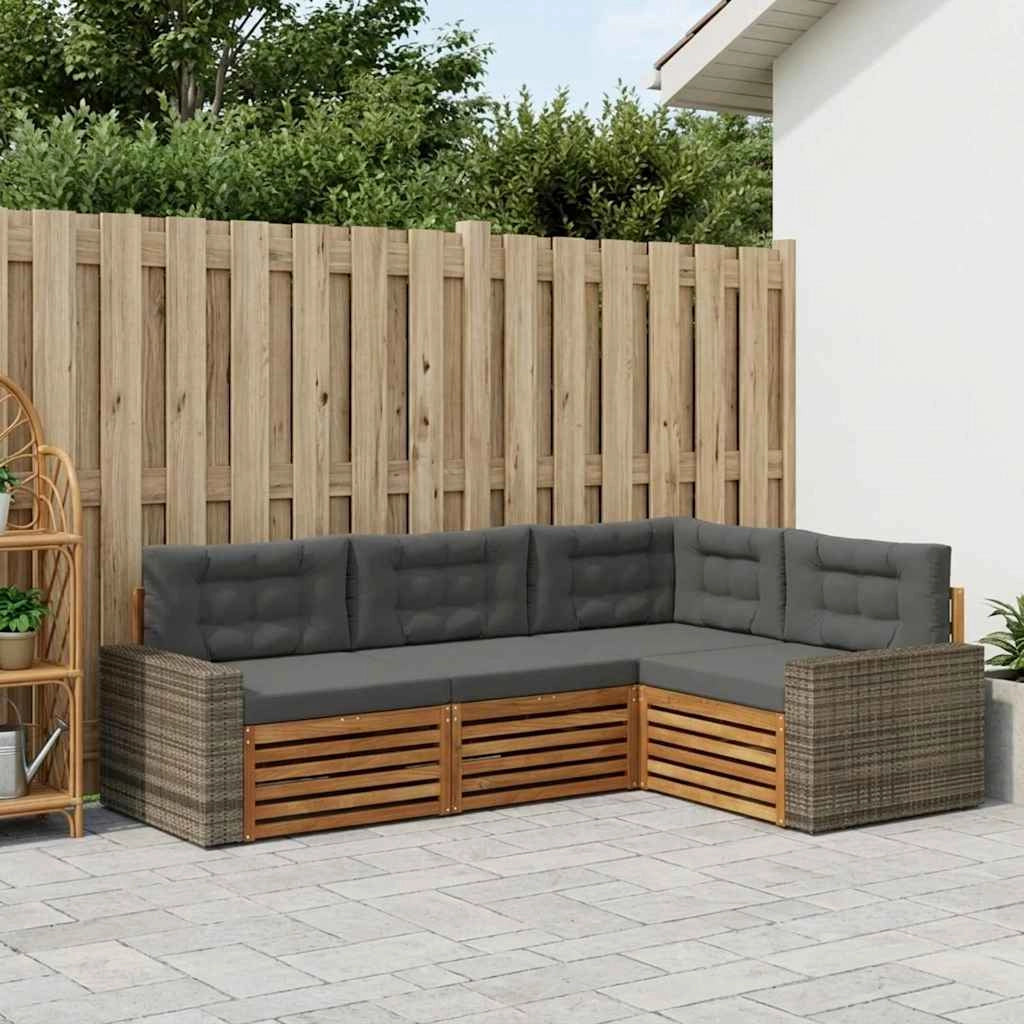 Set di divani da esterno 4 pz Naturale e Antracite Poliestere 3383310