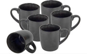 Set di 6 tazze da caffè in metallo nero, 350 ml, ceramica, lavastoviglie resistente