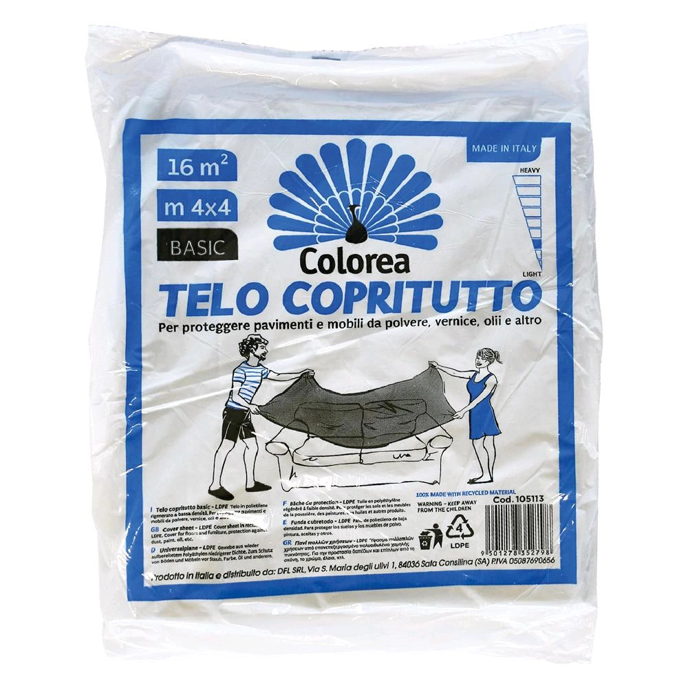Telo Copritutto Multiuso per tinteggiatura 4x4 mt 200 gr. per mobili pavimenti