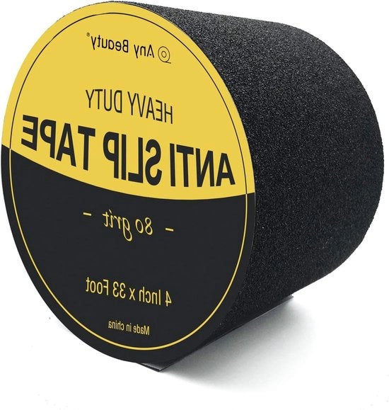 Tappetino Antiscivolo 4"x33' - 80 Grit - Trappeto Antiscivolo Robusto - Tappetino di Sicurezza Antiscivolo - Striscia di Appoggio Antiscivolo - Utilizzabile Interno e Esterno - Adatto a Bambini, Anziani e Animali Domestici - Copertura Rampino in Nero