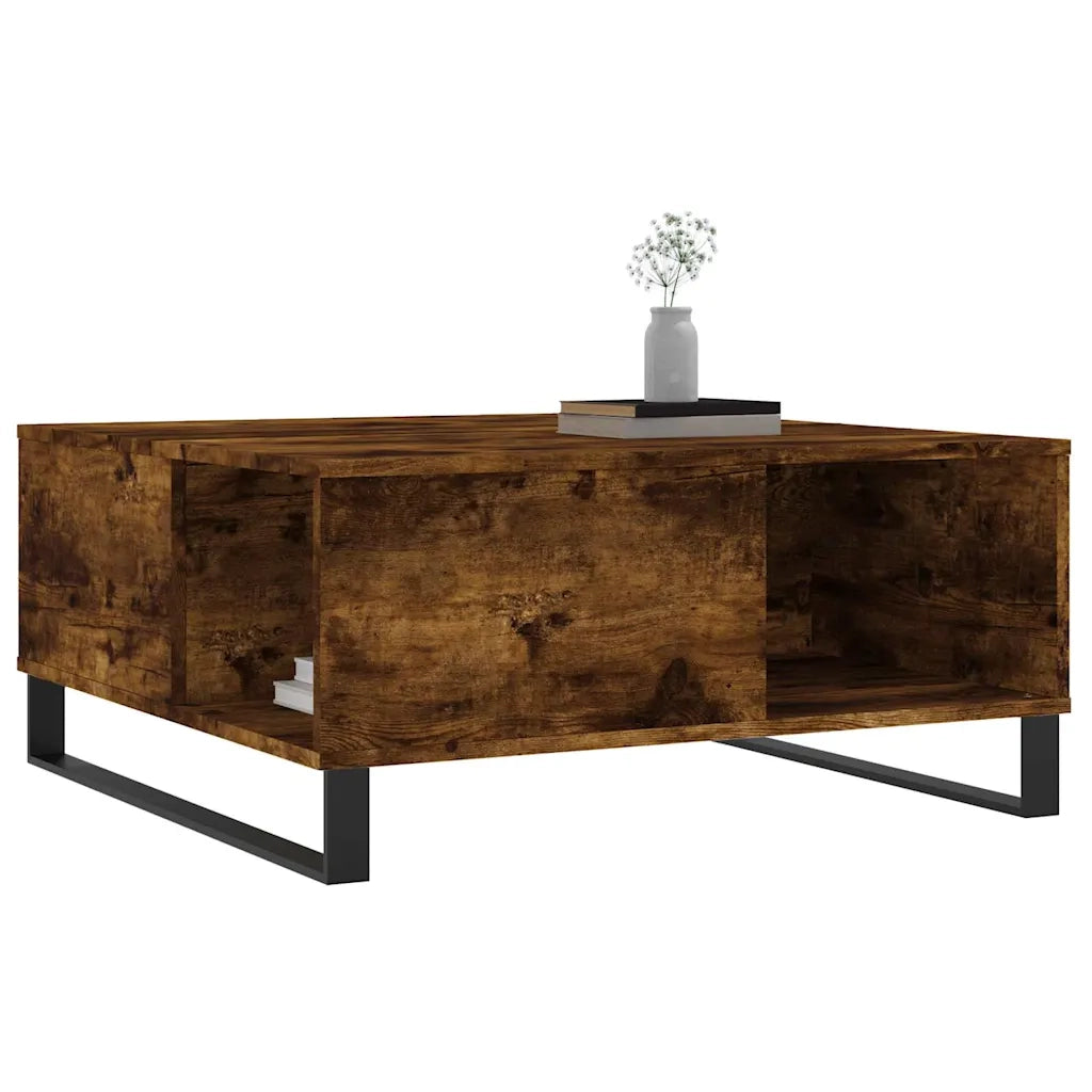 Tavolino da Salotto Rovere Fumo 80x80x36,5 cm Legno Multistratocod mxl 128861