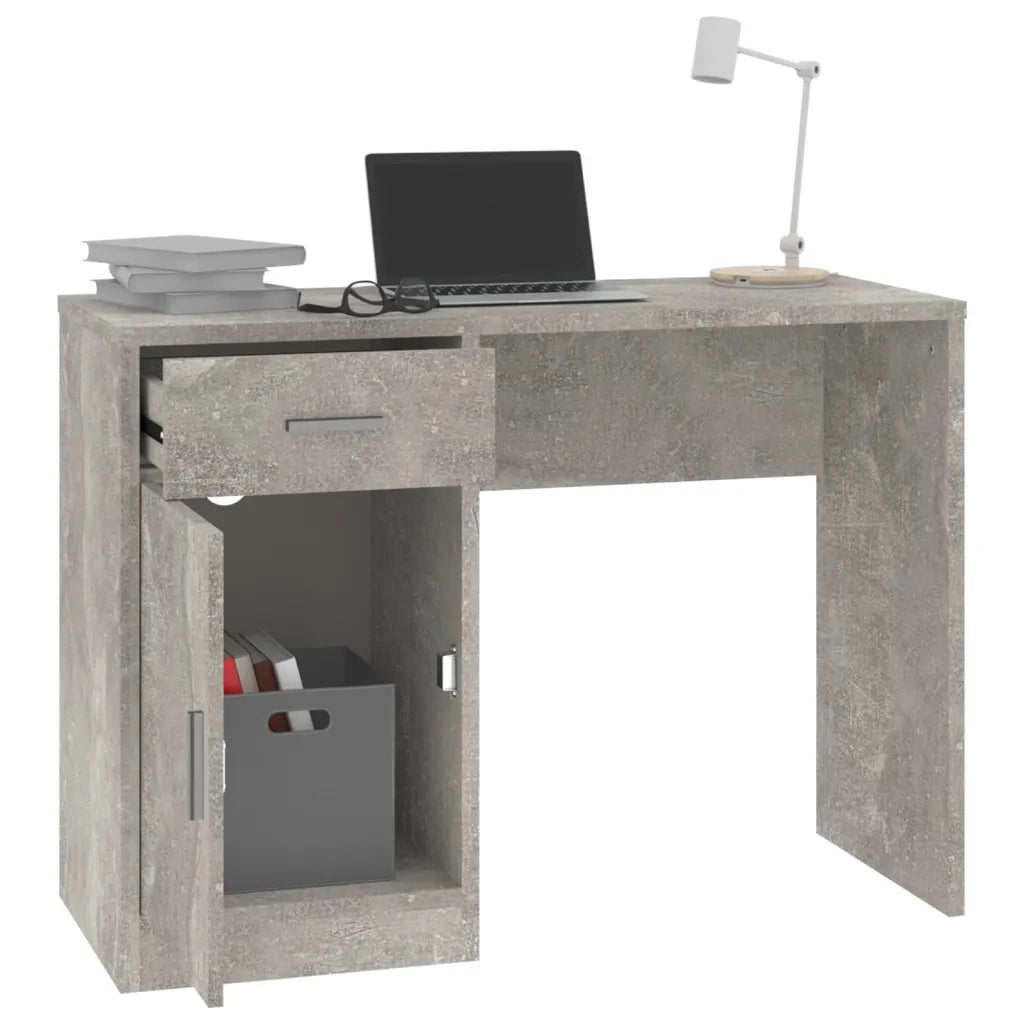 Scrivania Cassetto Grigio cemento 100x40x73cm Legno Multistrato cod mxl 66690