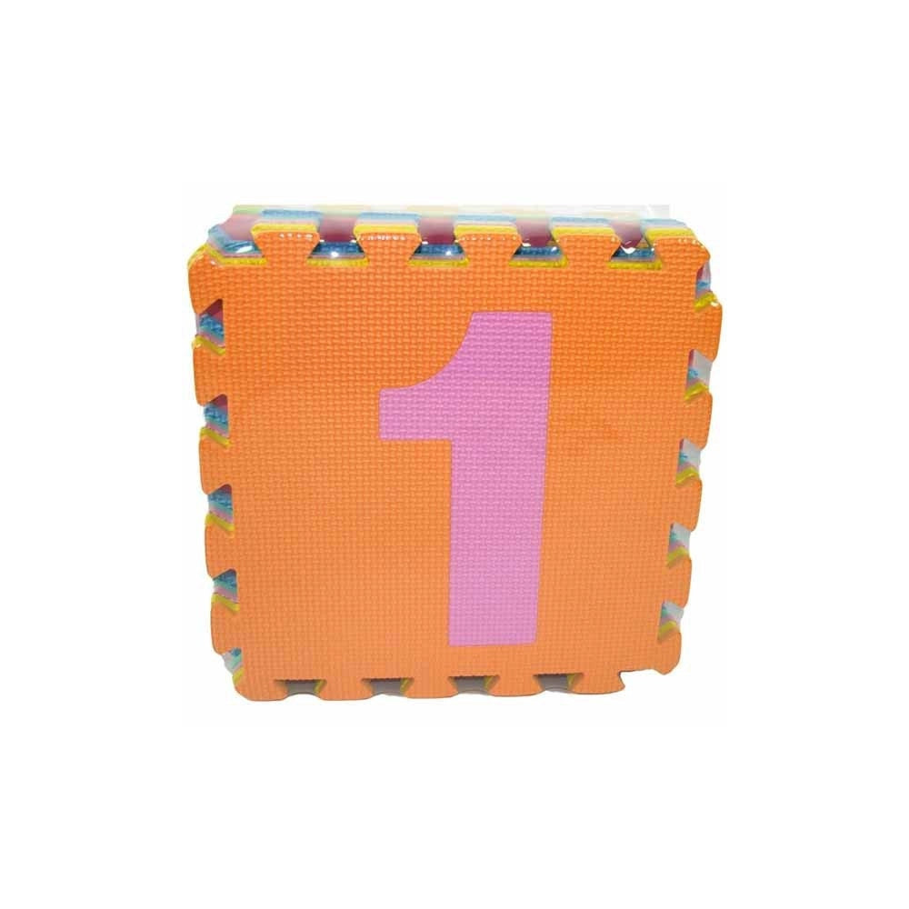 Trade Shop - Tappeto Tappetino Puzzle 10 Pezzi Numeri Morbido Dimensione Mattonelle 30x30cm -